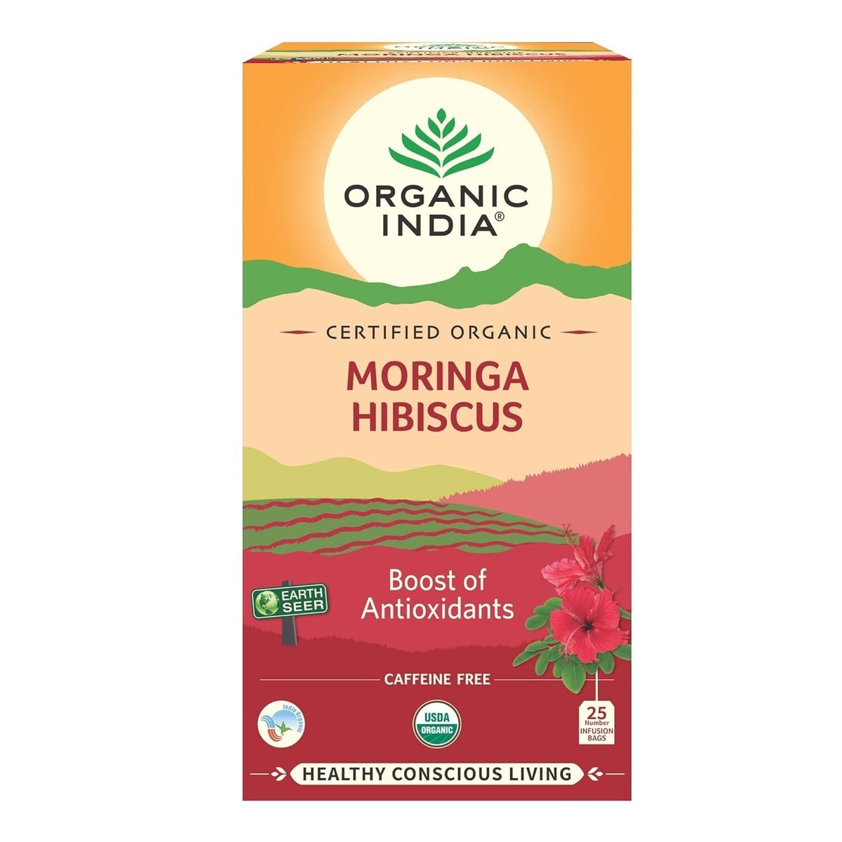 ORGANIC INDIA MORINGA HIBISCUS TEA 25 BAGS